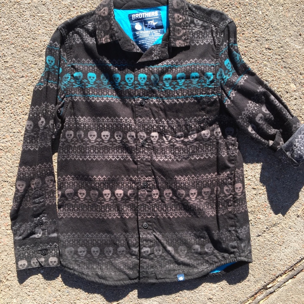 Brothers Black Flannel Shirt With Skulls